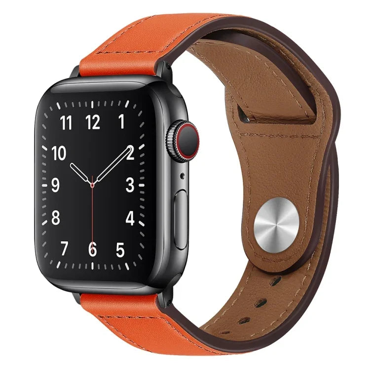 PU Leather Black Buckle Watch Band For Apple Watch Series, 7 45mm / 6&SE&5&4 44mm / 3&2&1 42mm, 7 41mm / 6&SE&5&4 40mm / 3&2&1 38mm