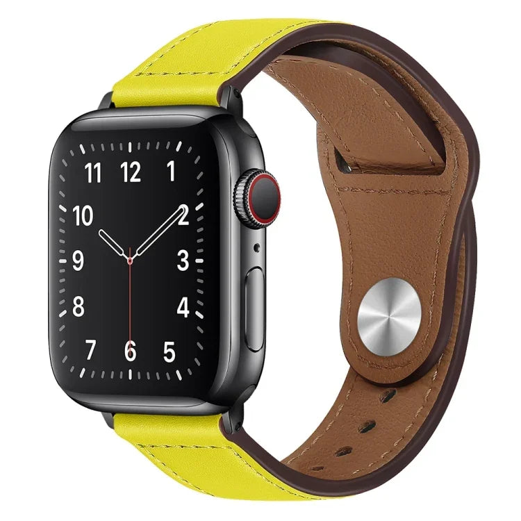 PU Leather Black Buckle Watch Band For Apple Watch Series, 7 45mm / 6&SE&5&4 44mm / 3&2&1 42mm, 7 41mm / 6&SE&5&4 40mm / 3&2&1 38mm