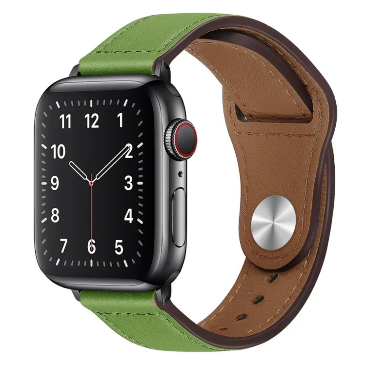 PU Leather Black Buckle Watch Band For Apple Watch Series, 7 45mm / 6&SE&5&4 44mm / 3&2&1 42mm, 7 41mm / 6&SE&5&4 40mm / 3&2&1 38mm