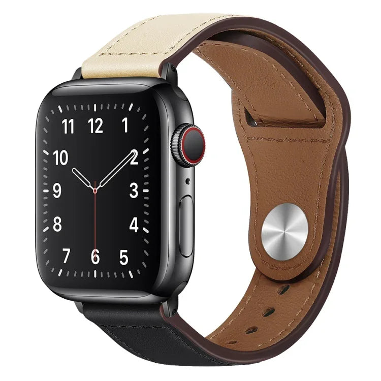 PU Leather Black Buckle Watch Band For Apple Watch Series, 7 45mm / 6&SE&5&4 44mm / 3&2&1 42mm, 7 41mm / 6&SE&5&4 40mm / 3&2&1 38mm