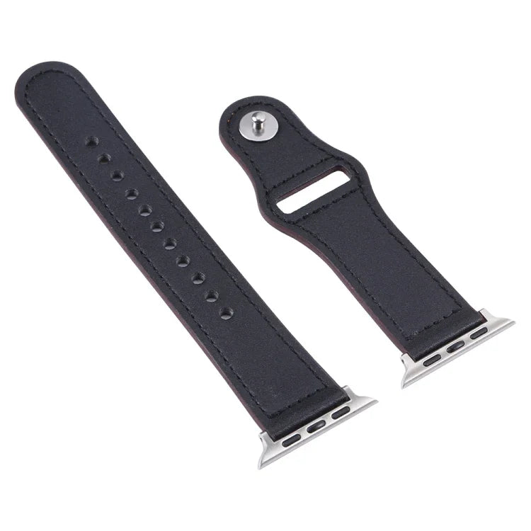 PU Leather Silver Buckle Watch Band For Apple Watch Series, 7 45mm / 6&SE&5&4 44mm / 3&2&1 42mm, 7 41mm / 6&SE&5&4 40mm / 3&2&1 38mm