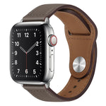 PU Leather Silver Buckle Watch Band For Apple Watch Series, 7 45mm / 6&SE&5&4 44mm / 3&2&1 42mm, 7 41mm / 6&SE&5&4 40mm / 3&2&1 38mm