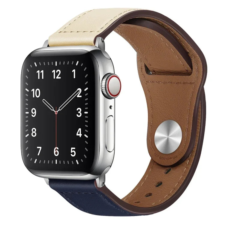 PU Leather Silver Buckle Watch Band For Apple Watch Series, 7 45mm / 6&SE&5&4 44mm / 3&2&1 42mm, 7 41mm / 6&SE&5&4 40mm / 3&2&1 38mm
