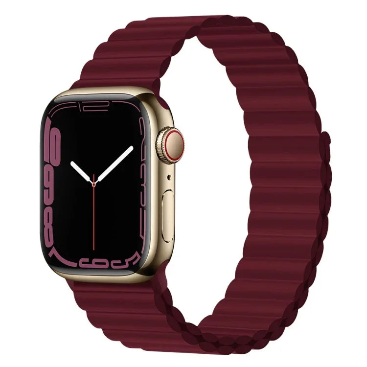 Silicone Magnet Watch Band For Apple Watch Series, 7 45mm / 6&SE&5&4 44mm / 3&2&1 42mm, 7 41mm / 6&SE&5&4 40mm / 3&2&1 38mm