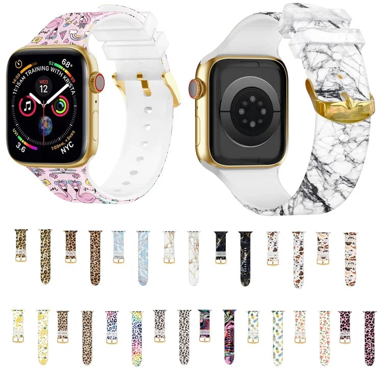 Square Buckle Color Printing Watch Band For Apple Watch Series, 7 45mm / 6&SE&5&4 44mm / 3&2&1 42mm, 7 41mm / 6&SE&5&4 40mm / 3&2&1 38mm