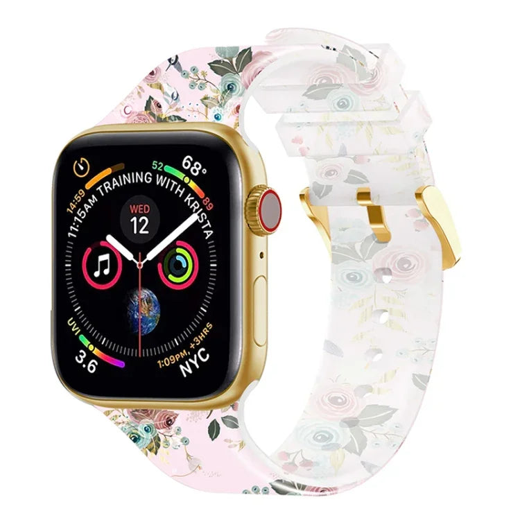 Square Buckle Transparent Watch Band For Apple Watch Series, 7 45mm / 6&SE&5&4 44mm / 3&2&1 42mm, 7 41mm / 6&SE&5&4 40mm / 3&2&1 38mm