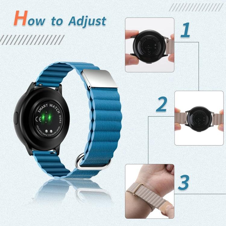 Magnetic Buckle Leather Watch Band, 20mm For Samsung Galaxy Watch3 41mm, 20mm For Samsung Galaxy Watch3 45mm, 22mm For Samsung Galaxy Watch3 41mm, 22mm For Samsung Galaxy Watch3 45mm