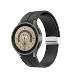 Folding Silver Buckle Silicone Watch Band, For Samsung Galaxy Watch5 40&44mm / Pro 45mm