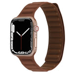 Magnetic Two-color Loop Slim Leather Watch Band For Apple Watch Series, 7 45mm / 6&SE&5&4 44mm / 3&2&1 42mm, 7 41mm / 6&SE&5&4 40mm / 3&2&1 38mm