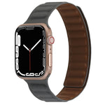 Magnetic Two-color Loop Slim Leather Watch Band For Apple Watch Series, 7 45mm / 6&SE&5&4 44mm / 3&2&1 42mm, 7 41mm / 6&SE&5&4 40mm / 3&2&1 38mm