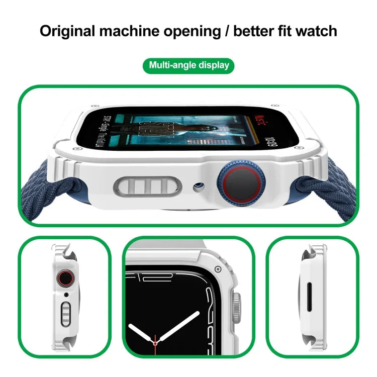 2 in 1 Screen Tempered Glass Film Protective Case, For Apple Watch Series 9 / 8 / 7 45mm, For Apple Watch Series 9 / 8 / 7 41mm, For Apple Watch Series 6 / 5 / 4 / SE 44mm, For Apple Watch Series 6 / 5 / 4 / SE 40mm, For Apple Watch Series 3 & 2 & 1 42...