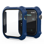 2 in 1 Frosted PC Frame + Screen Tempered Glass Film Protective Case, For Apple Watch Series 9 / 8 / 7 45mm, For Apple Watch Series 9 / 8 / 7 41mm