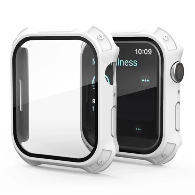2 in 1 Frosted PC Frame + Screen Tempered Glass Film Protective Case, For Apple Watch Series 9 / 8 / 7 45mm, For Apple Watch Series 9 / 8 / 7 41mm