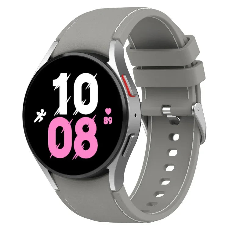 Universal Leather Texture Silicone Watch Band, For Samsung Galaxy Watch5 / Watch5 Pro /  Watch4