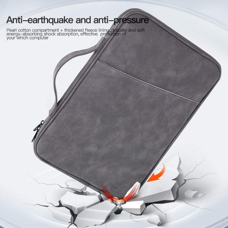Portable Sheepskin Texture Leather Bag, For 9.7-11 inch Laptop, For 12.9-13 inch Laptop