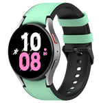 For Samsung Galaxy Watch5 44mm / 40mm Silicone Leather Black Buckle Watch Band, S, L