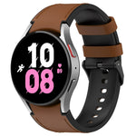 For Samsung Galaxy Watch5 44mm / 40mm Silicone Leather Black Buckle Watch Band, S, L