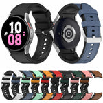 For Samsung Galaxy Watch5 44mm / 40mm Silicone Leather Silver Buckle Watch Band, S, L