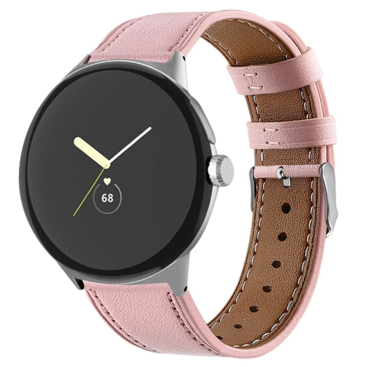 Round Tail Genuine Leather Watch Band, For Google Pixel Watch 4 / 3 / 2 / 1 41mm