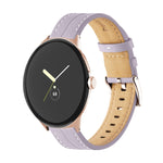 Grooved Genuine Leather Watch Band, For Google Pixel Watch 4 / 3 / 2 / 1 41mm