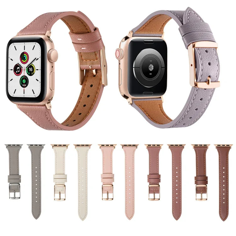 Genuine Leather Breathable Watch Band For Apple Watch, Series 8&7 45mm / SE 2&6&SE&5&4 44mm / 3&2&1 42mm, Series 8&7 41mm / SE 2&6&SE&5&4 40mm / 3&2&1 38mm