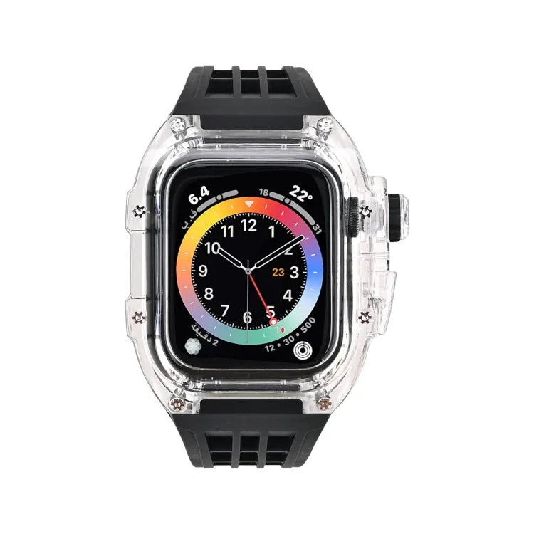 Fluorine Rubber Clear Watch Band Case, For Apple Watch Series 8&7 45mm, For Apple Watch Series 8&7 45mm/SE 2&6&SE&5&4 44mm