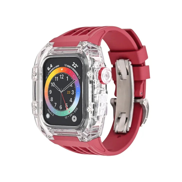 Fluorine Rubber Clear Watch Band Case, For Apple Watch Series 8&7 45mm, For Apple Watch Series 8&7 45mm/SE 2&6&SE&5&4 44mm