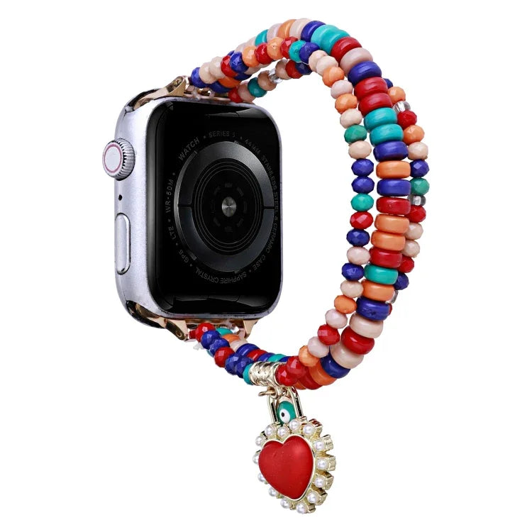 3-row Beads Watch Band, For Apple Watch Ultra 49mm / Series 8&7 45mm, For Apple Watch Series 8&7 41mm