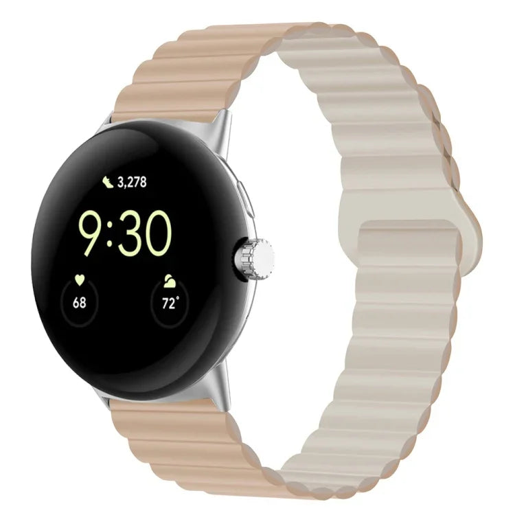 Reverse Buckle Magnetic Silicone Watch Band, For Google Pixel Watch 4 / 3 / 2 / 1 41mm