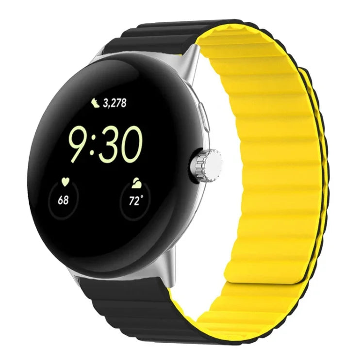 Two-section Magnetic Silicone Watch Band, For Google Pixel Watch 4 / 3 / 2 / 1 41mm