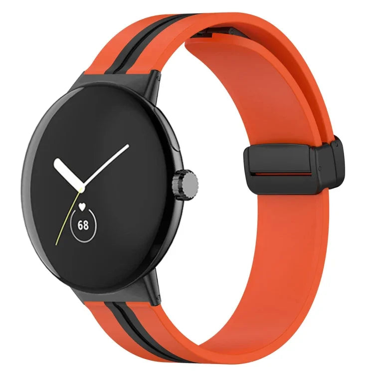 Two-color Folding Buckle Silicone Watch Band, For Google Pixel Watch 4 / 3 / 2 / 1 41mm