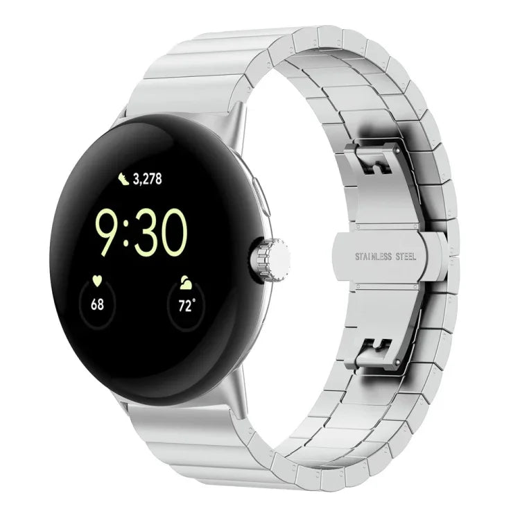 One Bead Butterfly Buckle Metal Watch Band, For Google Pixel Watch 4 / 3 / 2 / 1 41mm