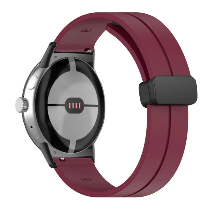 Solid-color Folding Buckle Silicone Watch Band, For Google Pixel Watch 4 / 3 / 2 / 1 41mm
