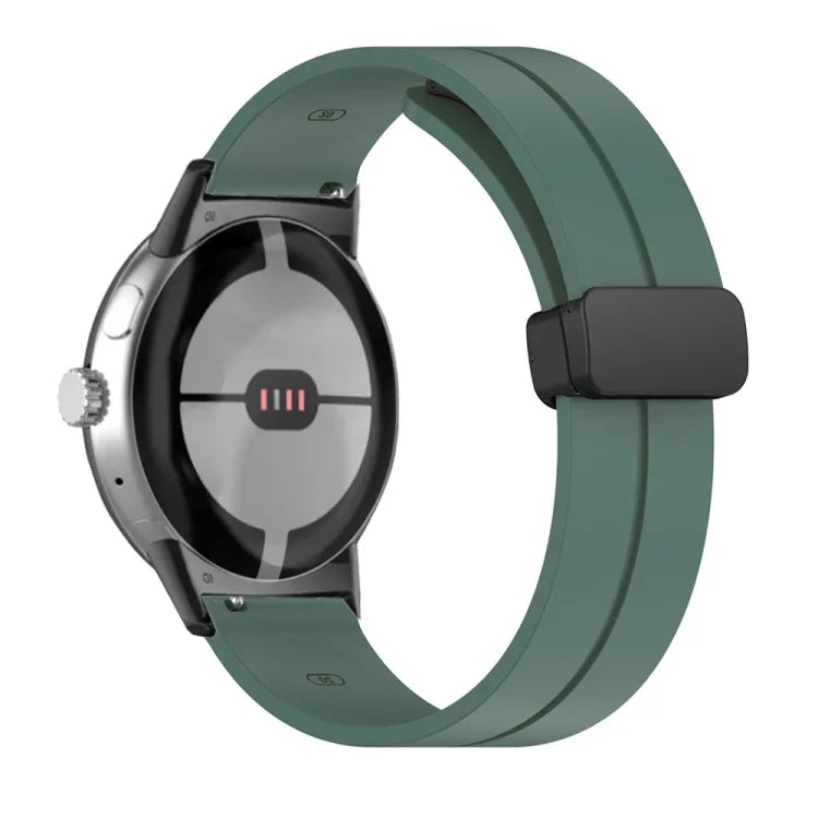 Solid-color Folding Buckle Silicone Watch Band, For Google Pixel Watch 4 / 3 / 2 / 1 41mm