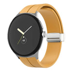 Solid-color Folding Buckle Silicone Watch Band, For Google Pixel Watch 4 / 3 / 2 / 1 41mm