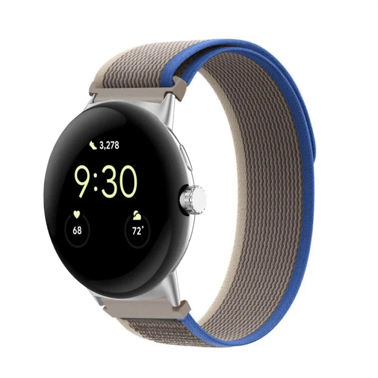 Loop Silver Connector Nylon Watch Band, For Google Pixel Watch 4 / 3 / 2 / 1 41mm