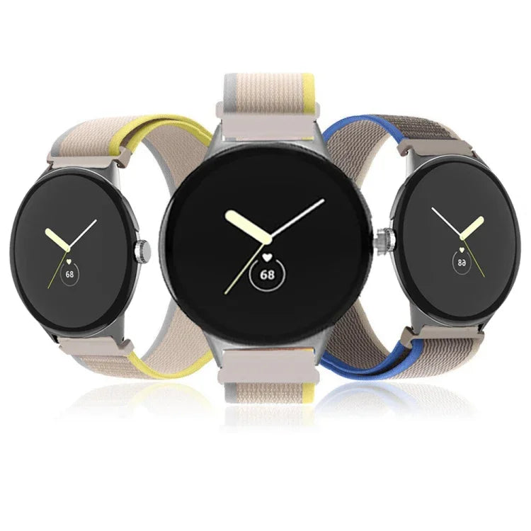 Loop Silver Connector Nylon Watch Band, For Google Pixel Watch 4 / 3 / 2 / 1 41mm