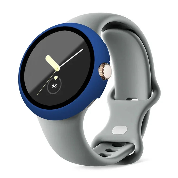 Frosted PC Frame Tempered Film Integrated Watch Protective Case, For Google Pixel Watch