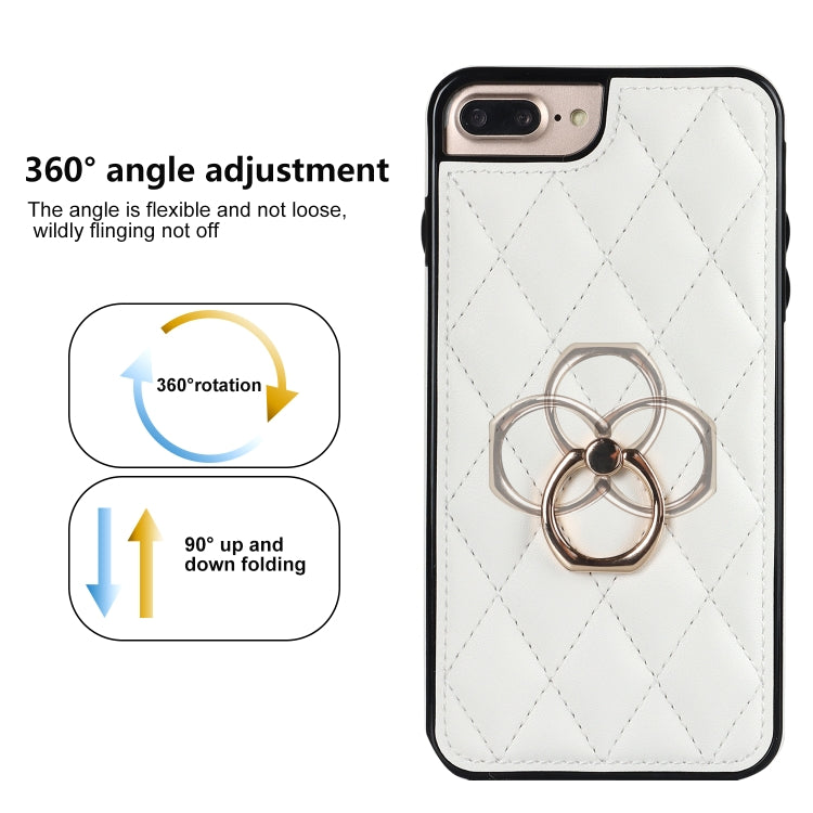 Rhombic PU Leather Phone Case with Ring Holder, For iPhone 7 Plus / 8 Plus