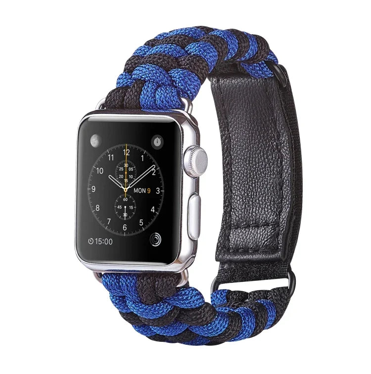 Paracord Plain Weave Hook And Loop Fastener Nylon Watch Band, For Apple Watch Series 8&7 41mm / SE 2&6&SE&5&4 40mm, For Apple Watch Ultra 49mm / Series 8&7 45mm / SE 2&6&SE&5&4 44mm