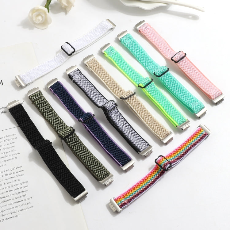 Buckle Wave Braided Nylon Watch Band, For Fitbit Charge 5, For Fitbit Inspire 2, For Fitbit Inspire