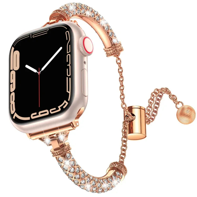 Full Diamond Metal Bracelet Watch Band, For Apple Watch Series 8&7 45mm / SE 2&6&SE&5&4 44mm, For Apple Watch Series 8&7 41mm / SE 2&6&SE&5&4 40mm