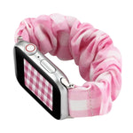 Plaid Pattern Cloth + Stainless Steel Hair Ring Watchband, For Apple Watch Series 7 41mm / 6 & SE & 5 & 4 40mm / 3 & 2 & 1 38mm, For Apple Watch Series 7 45mm / 6 & SE & 5 & 4 44mm / 3 & 2 & 1 42mm