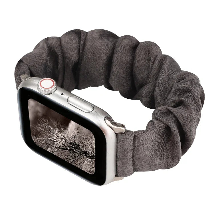 Cloth + Stainless Steel Hair Ring Watchband, For Apple Watch Series 7 41mm / 6 & SE & 5 & 4 40mm / 3 & 2 & 1 38mm, For Apple Watch Series 7 45mm / 6 & SE & 5 & 4 44mm / 3 & 2 & 1 42mm, For Apple Watch Series 8&7 41mm / SE 2&6&SE&5&4 40mm / 3&2&1 38mm  ...