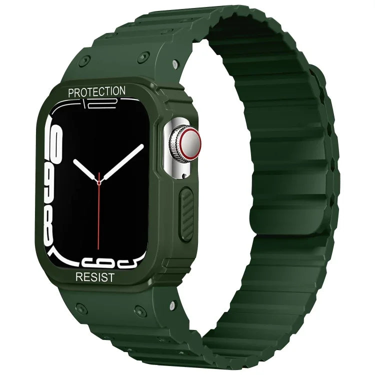 Silicone Integrated Frame Watch Band, For Apple Watch Series 8&7 41mm / SE 2&6&SE&5&4 40mm, For Apple Watch Ultra 49mm, For Apple Watch Series 8&7 45mm / SE 2&6&SE&5&4 44mm