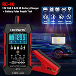 KONNWEI CR-10 2.4 inch Car Battery Charger Battery Pulse Repair Tool, EU Plug, US Plug, UK Plug