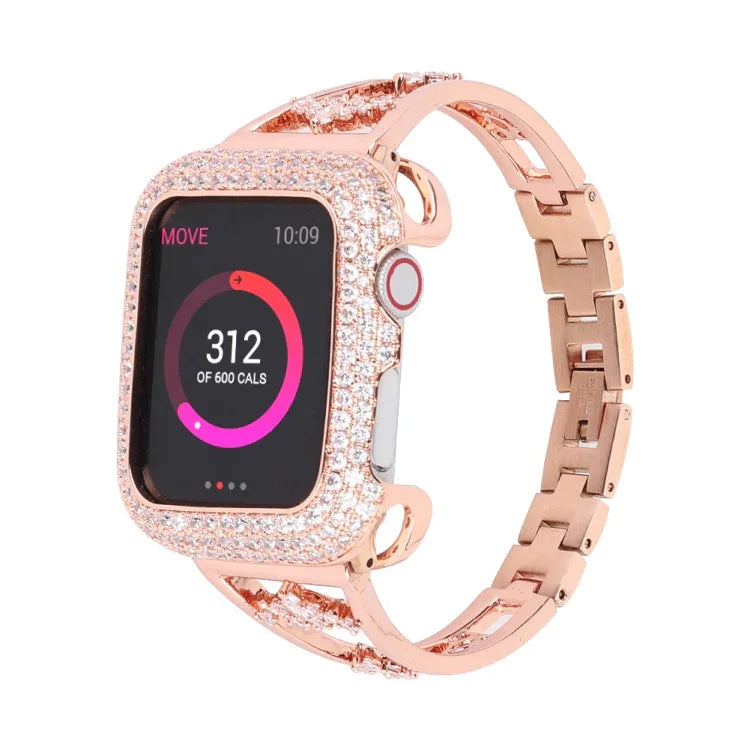 Zircon Metal Copper Watch Band, For Apple Watch Ultra 49mm / Series 8&7 45mm / SE 2&6&SE&5&4 44mm / 3&2&1 42mm, For Apple Watch Series 8&7 41mm / SE 2&6&SE&5&4 40mm / 3&2&1 38mm
