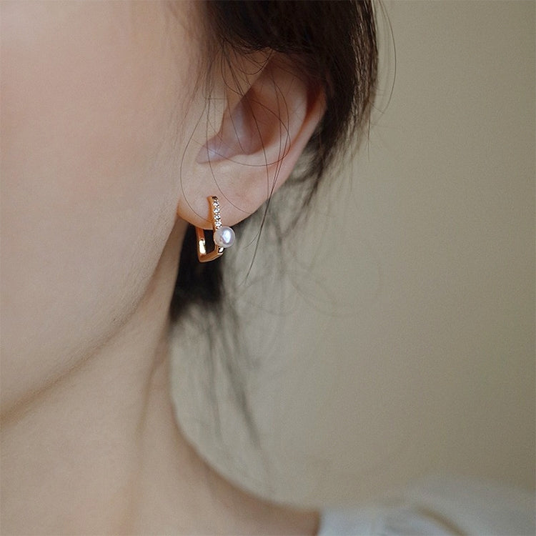 Temperament Ladies Light Luxury Pearl Double Layer Earrings Diamond Earrings, EH1343, EH1468, EH1314