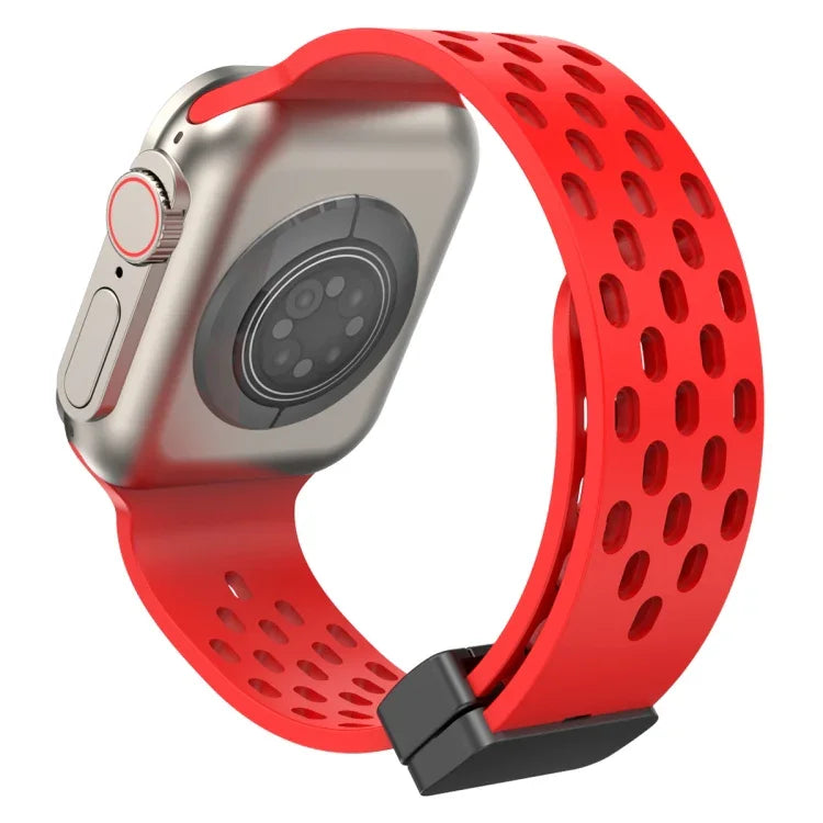 Magnetic Clasp Silicone Watch Band, For Apple Watch Series 8&7 41mm, For Apple Watch Series 8&7 45mm
