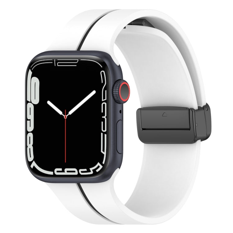 Two Color Folding Buckle Silicone Watch Band, For Apple Watch SE 40mm, For Apple Watch SE 44mm, For Apple Watch 6 40mm, For Apple Watch 6 44mm